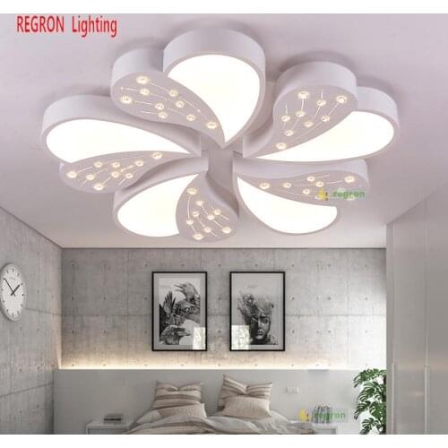 Regron LED Ceiling Lamp AC90-260V K9 Crystal Bead Acrylic Ceiling Lights Round White Luminary For Living Room Villa Art Studio
