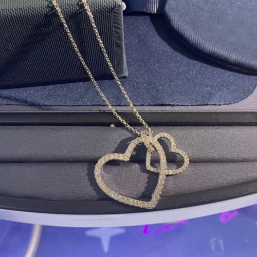 UMGODLY Fashion Necklace Silver Color Love Heart Pendant Paved Cubic Zirconia for Women Brand Jewelry