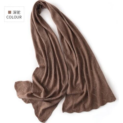 Knitted 100% Cashmere scarf women Men Unisex Luxury brand solid color hollow Korean Super autumn winter warm Long Scarf