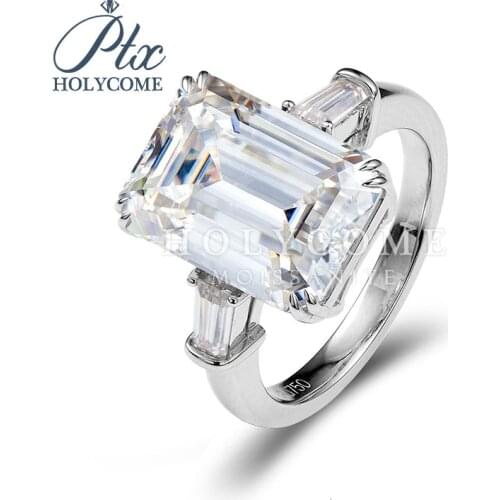 High quality engagement wedding ring emerald cut moissanite ring 14k white gold ring earrings necklace kolczyki bracelet piercin