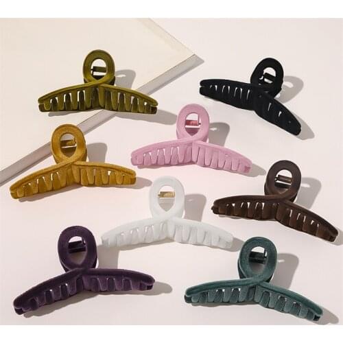 Fashion Hair Clip Flocking Claw Clip Simplicity Elegant Colorful Solid Color Hair Clips for Women Hairclip Girl Hair Accessories