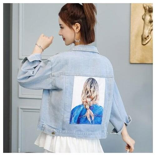 Womens jacket 2021 spring and autumn new denim jacket women loose ins beaded denim jacket Female coats