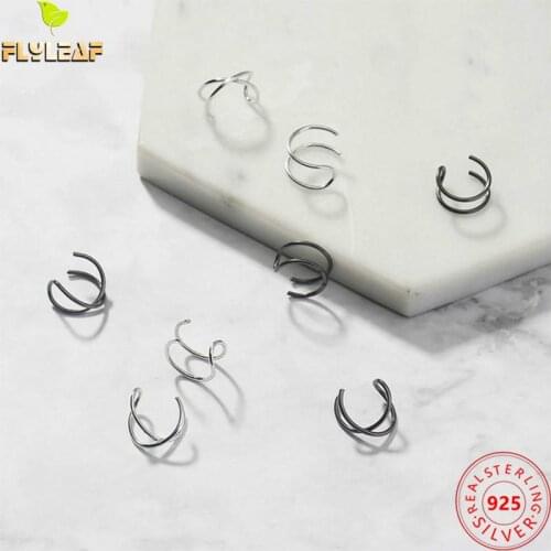 925 Sterling Silver Double Layer Clip Earrings For Women Simple Female Fine Jewelry