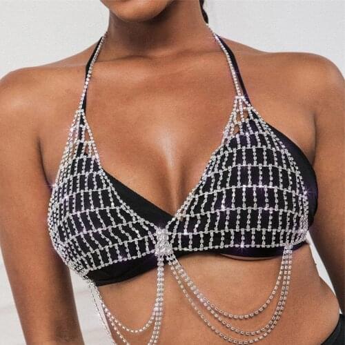 Sexy vintage y2k White see through Rhinestone backless crop top women summer beach party night club bralette halter ladies tops