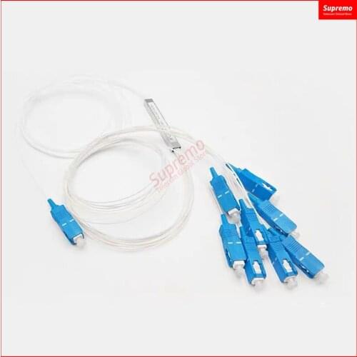1*8 SC/ UPC Mini Blockless Connector Fiber Optic Splitter 0.9mm Steel Tube Fiber Optic PLC Splitter 1x8 SC/UPC Splitter