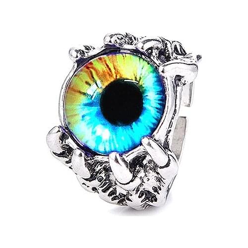 1@# 2020 New Fashion Ring Colorful Eyes Retro Adjustable Geometry Sharp Claw Rings Gothic Punk Ring Men Fashion Jewelry Gifts