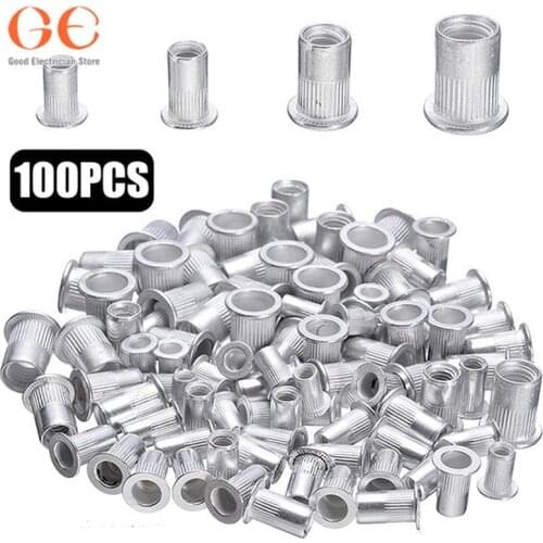 100pcs/20pcs Steel Aluminum Rivet Nuts Kit Threaded Rivet Nut Inserts Rivnut Nutsert M4 M5 M6 M8 Mixed Kit Set bolts and nuts