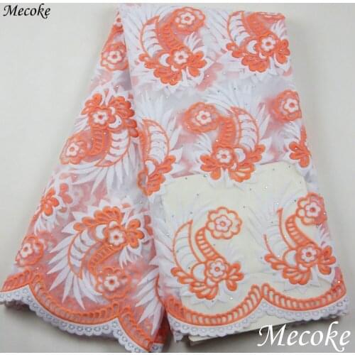 2018 Yellow soil color New Arrival Embroidery Net African Lace Fabric Organza Fo Wedding Clothing Dress High Quality French lace
