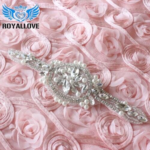 30pcs Wholesale sewing iron on silver base bridal sash patch beaded crystal rhinestone trim wedding dresses DIY belt headbands