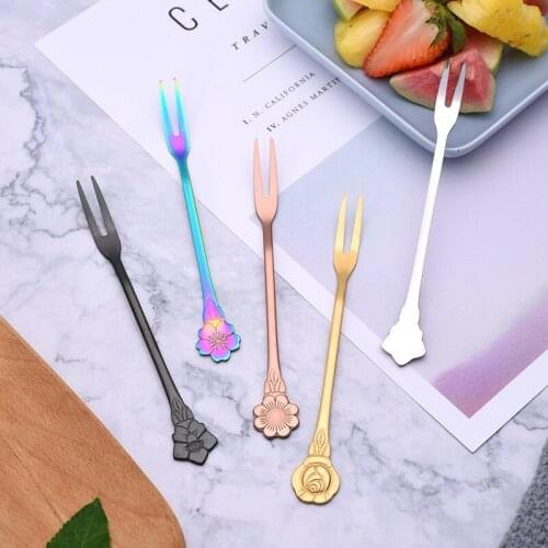 4PCS/Set Creative Flowers Stainless Steel Fruit Fork Flower Handle New Fruit Forks