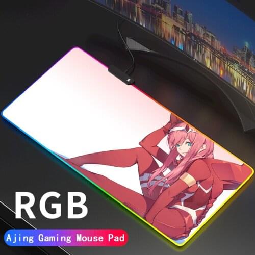 Darling In The Franxx RGB Gaming Large Zero Two Mouse Pad Gamer Led Computer Mousepad with Backlight Carpet for Keyboard Mat