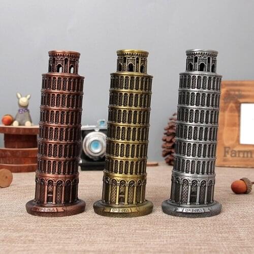Retro Metal Leaning Home Decoration Tower Pisa Home Office Desktop Crafts Bronze Decor Showcase Decorative Souvenir Gift