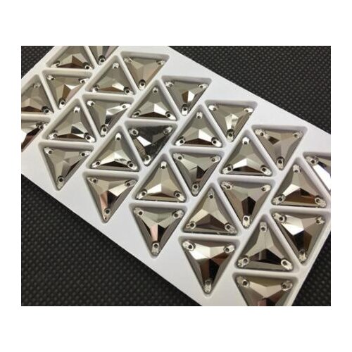 New jet Hematite Color 3270 Triangle 12mm 16mm 22mm Sew On Stone Flatback 3holes Sewing Glass Crystal Beads Dress Jewelry Making