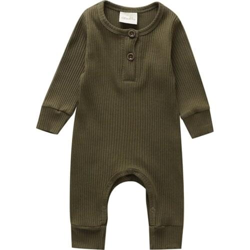Baby Spring Autumn Solid Color Knitted Jumpsuit Clothing Newborn Infant Baby Boy Girl Cotton Romper Solid Clothes Warm Outfit