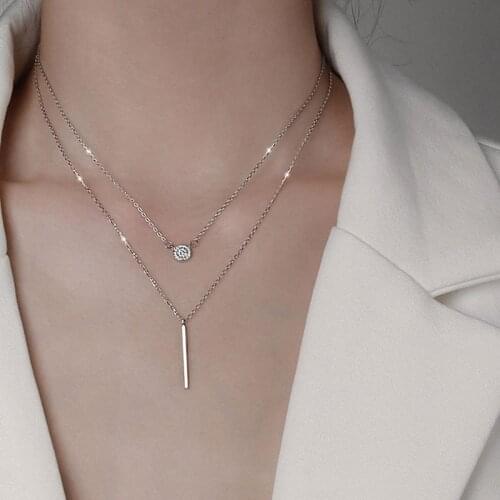 925 sterling silver double necklace niche design necklace ins cold wind clavicle chain female simple temperament jewelry gift
