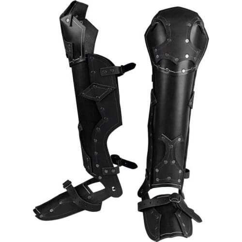 Men Women Leather Greave Medieval Leg Calf Armor Protection LARP Viking Samurai Ranger Half Chaps Cosplay Action Roleplay Gaiter