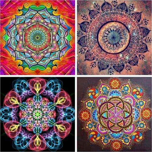 HUACAN Diamond Painting Mandala Scenery Decorations For Home Mosaic Landscape Wall Stickers Diamond Art