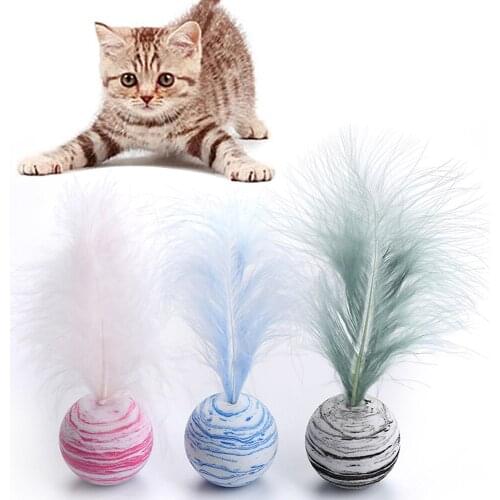 Cat Toy Star Ball Plus Feather Eva Material Light Foam Ball Throwing Funny Interactive Plush Toy Feather Wand Supplies