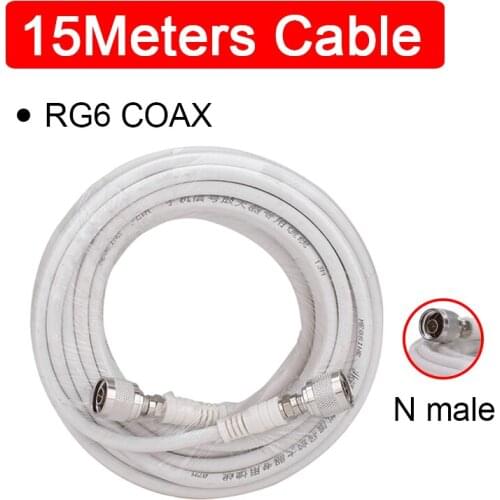 RG6 15 Meters Cable 75ohm N Male To N Male Connector Communication Cable for Mobile Phone Signal Booster White