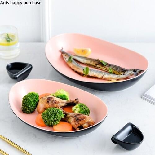 Ceramic Plate Fish Plate Dinner Plates Western Dishes Steak Plate Dumpling Plates Vinegar Dish Seasoning Dish Fruit Salad Bowl