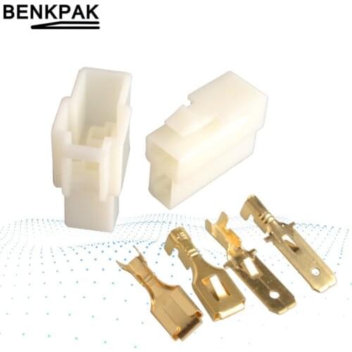 6.3mm connector 2P 2 pin Electrical 6.3 Connector Kits Male Female socket plug for Motorcycle Car