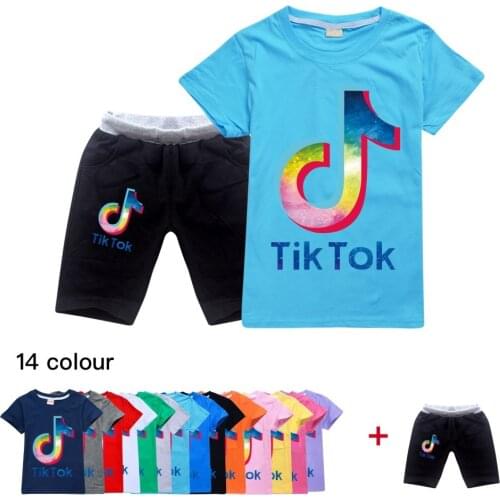 TIK TOK Boys Clothes Sets Summer Kid T-shirt+shorts Baby Outfit Sport Suit For 2-15 Years Costume Children Clothing
