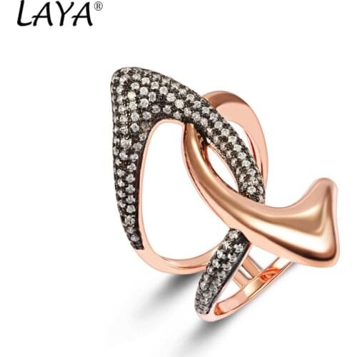Laya 925 Sterling Silver Luxury Irregular High Quality Clear Cubic Zirconium Ring For Women Personality Jewelry 2021 Trend