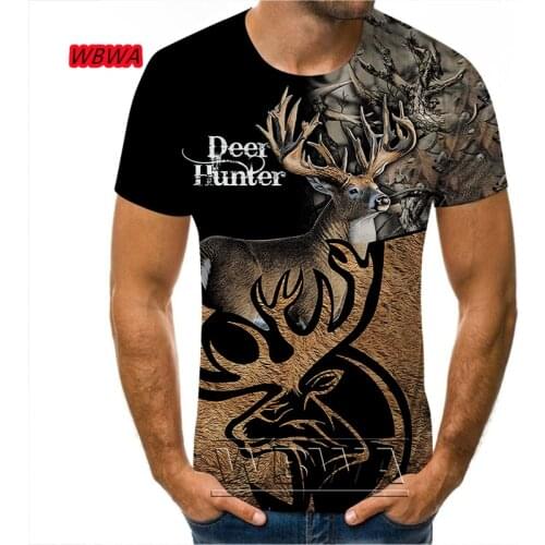 Summer Men t shirt 3D Deer Hunting Printed Harajuku short Sleeve shirts Unisex Casual t-shirt tops Wholesale and Drop shipping
