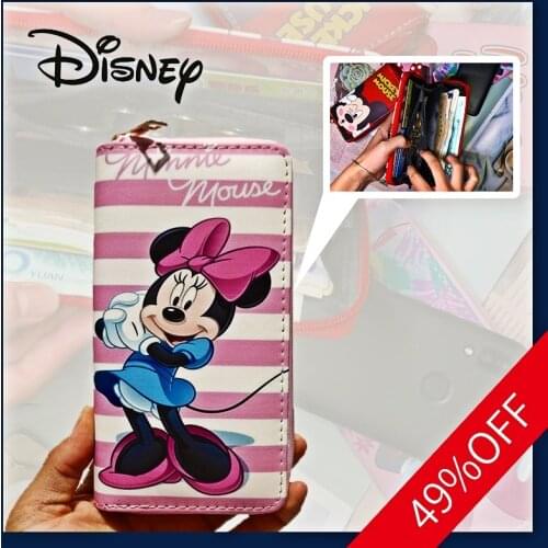 Disney New Mickey Lady Wallet Cute Long Zipper PU Large Capacity Multi-card Slot High Quality Clutch Bag Anime Luxury Wallet