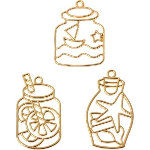 Dolphin Shark Drift Bottle Blank UV Resin Frame Pendant Open Bezel Setting Jewelry Making