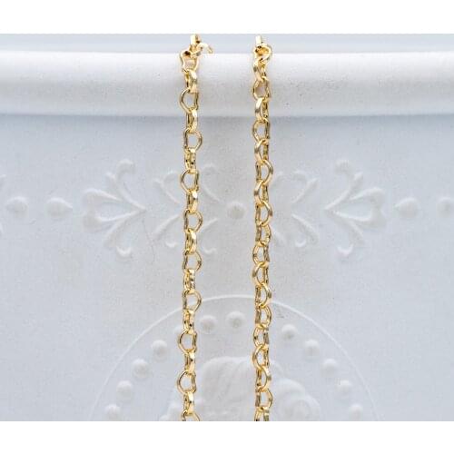 Gold plated Brass Heart Chains 2.2mm, DIY Necklace Chain Findings Wholesale (#LK-278)/ 1 Meter=3.3 ft