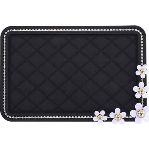 Anti-slip Mat for Phone In Car Dashboard Rhinestone Non-slip Mat Slip-resistant Gadget Sticky Mat Panel