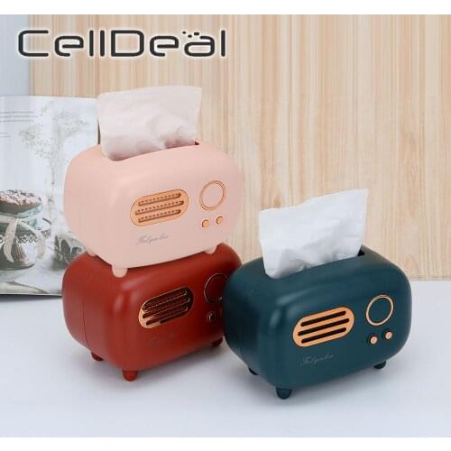 Radio Model Tissue Box Desktop Paper Holder Towel Storage Napkin Case Organizer Ornament Craft Wet Wipes Dustproof Storage Box