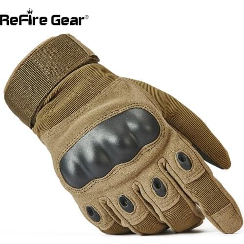 ReFire Gear Military Tactical Gloves Mens Army Combat Full Finger Gloves Hard Shell Knuckles SWAT Paintball Shoot Glove Mittens