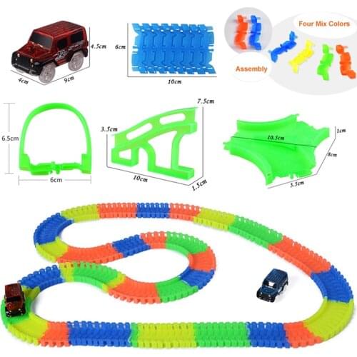 DIY Glowing Racing Track Accessories Bend Flexible Railway Tracks with LED Light Rail Car Toys for Children Gift