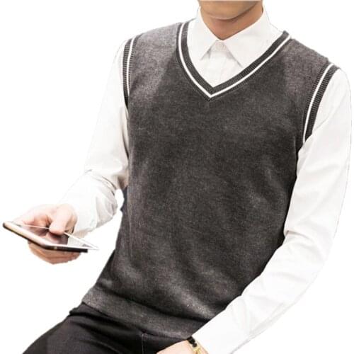 Sweaters vest men v neck jumper pullovers autumn winter mens casual wool sweater coat korean style