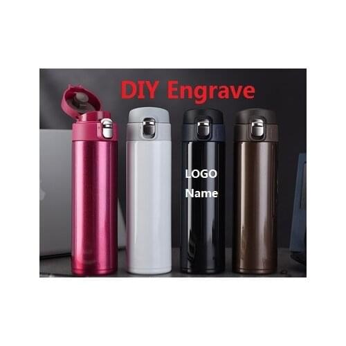 500ML Thermos DIY Customize Laser Engrave LOGO Name Driver Car Travel Vacuum Flasks Steel Double Wall Thermal Cup Bottle MAZWEI