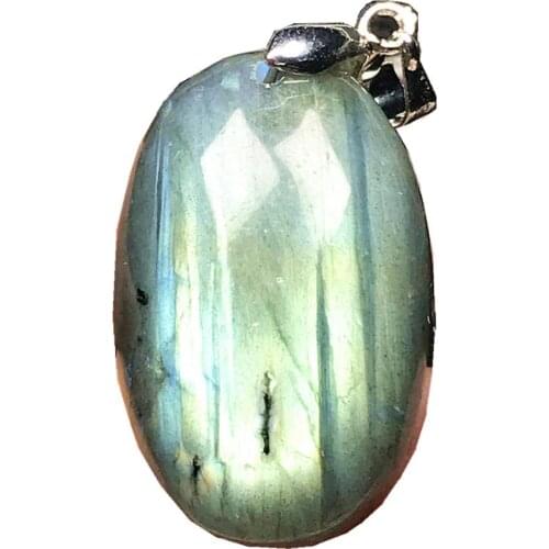 Top Natural Labradorite Pendant Jewelry For Woman Man Yellow Blue Light Crystal 27x18x10m Beads Silver Moonstone Gemstone AAAAA