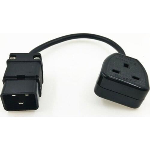 UPS Power Cable IEC C20 Male 16A Plug to UK 13A Female Socket BS1363 30cm