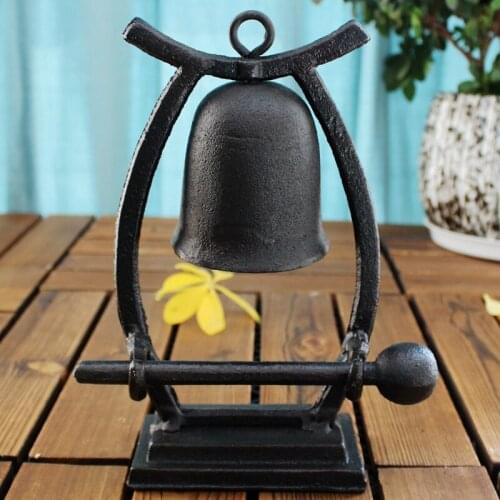 Vintage Coffee Bar Tabletop Decor Cast Iron On Dinner Service Calling Hand Knocking Bell