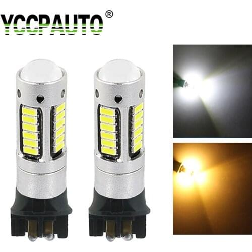 YCCPAUTO 2Pcs PW24W PWY24W LED Bulbs 4014 30SMD Car LED Daytime Running Lights DRL Fog Lamp White Amber Yellow 12V