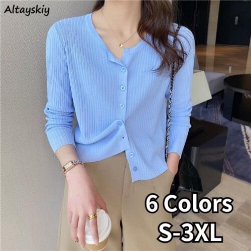 Cardigans Women O-neck Slim Tender Ladies Elegant Female Fashion Solid Trendy Knitting Plus Size Students Ulzzang Chic Newest