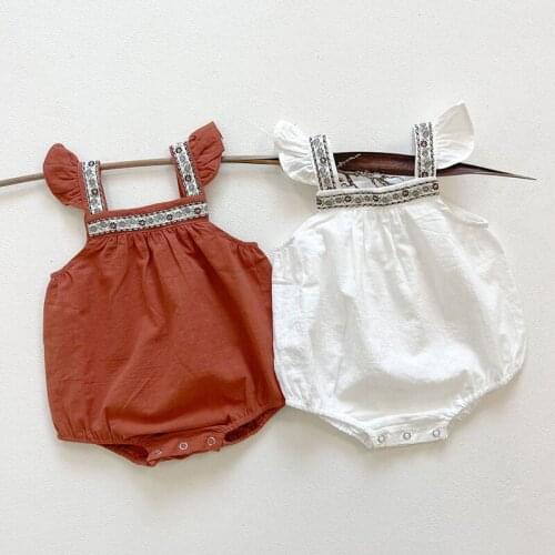 0-3Yrs Baby Girls Sleeveless Embroider Rompers Summer Baby Clothes Rompers Kids Girls Rompers Infant Clothing Rompers