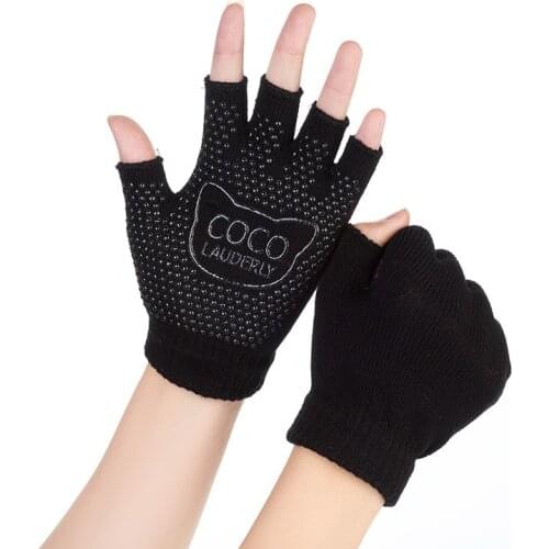 1pair Professional Yoga Socks Women Non-slip Five Finger Warm Workout Fitness Exposed Gloves 5 Colors