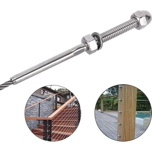 10 Pairs Threaded Terminal Stud and Stemball Swage Cable Tensioners Marine Railing Kit for 1/8inch Cable Deck Railing
