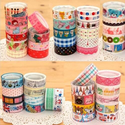 10pcs Decorative Tape Plastic Cartoon Animal 5m Masking Tape Heart Lace Flower Adhesive Tape Sticker Party Small Gift for Guests
