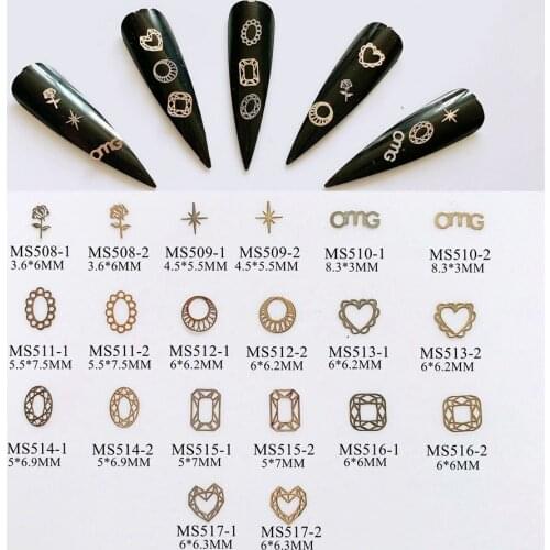 1000pcs/lot Rose Cross Star Hollow Love Oval Thin Metal Rivets Nail Art Decorations Supplies Nails Accesorios Jewelry Charms