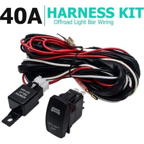 12V SUV ATV Blue LED Light Bar Rocker Switch Wiring Harness 40A Relay Fuse Kit Dropshipping wholesale