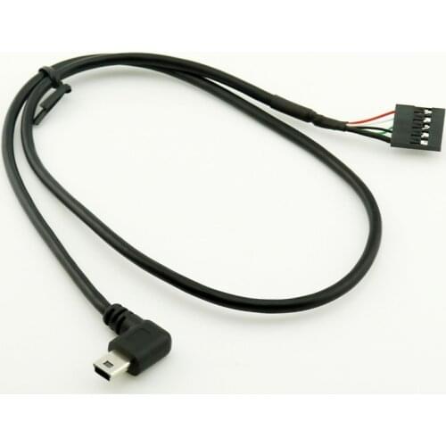 2pcs Mini USB Male Right Angle to Dupont 5 Pin Female Header Motherboard Cable 50cm/1.5ft