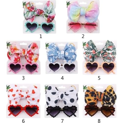 23GD 2 Pcs Newborn Photography Props Sunglasses+Headband Set Baby Infants Photo Hair Band Eyewear Sun Glasses Kit